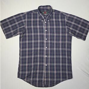 vintage Marc Lewis button-down plaid short-sleeve shirt Size M